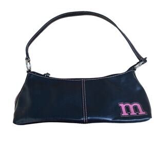 Vintage M Nine West Mini Shoulder Bag – Black & Pink Y2K Logo Purse – 11.5” Wide